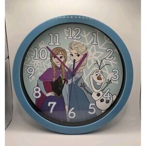 Disney Frozen Wall Clock Elsa Anna Olaf Analog 9 1/2 Inches Works